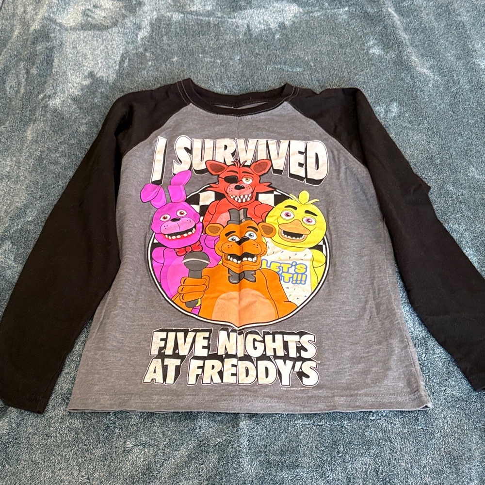Five Nights at Freddy's Kids Long Sleeve Tee - Black and Gray